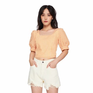 Áo Kiểu BOO Nữ Dáng Croptop Fit Tay Phồng Nữ Tính Phong Cách Hàn Quốc