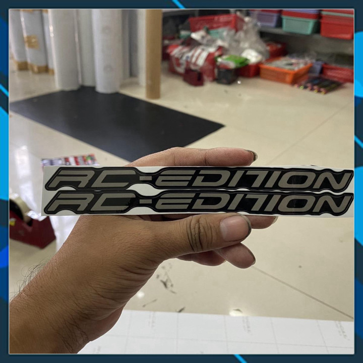 1 cặp tem chữ rc-edition xám dán phuộc đen