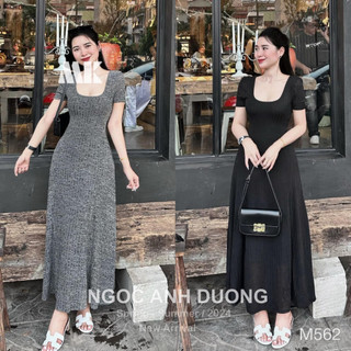 Đầm Maxi Xuông Cổ Vuông Dáng Dài Trơn Basic MK0021 LUUANH (HỎA TỐC)