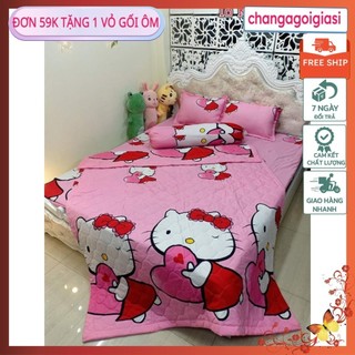 Ga gối hello kitty báo,gồm 1 ga 2 vỏ gối 1m/1m2/1m6