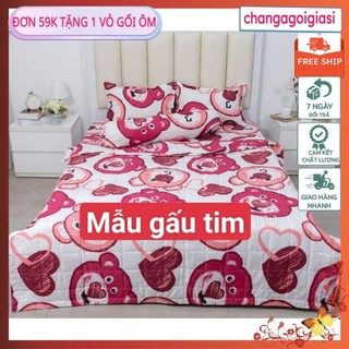 [Free ship-Giá rẻ nhất]Ga gối cotton đám cưới hồng mvdv16[1M6X2M]