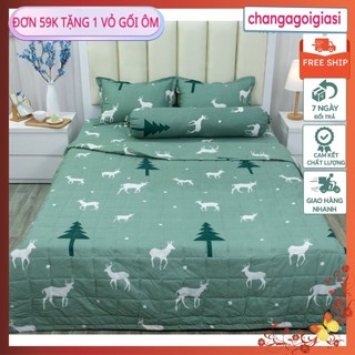 Bộ ga gối poly 1m2 1m4 1m6 hello kitty sọc ngang trái tim