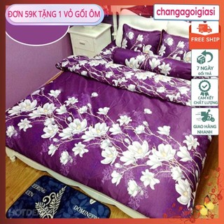Mvdv bộ ga gối hoa lan tím 1m6x2m