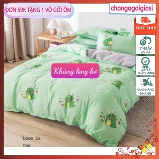 Bộ ga gối 1mx2m,1m2x2m poly lá nền hồng