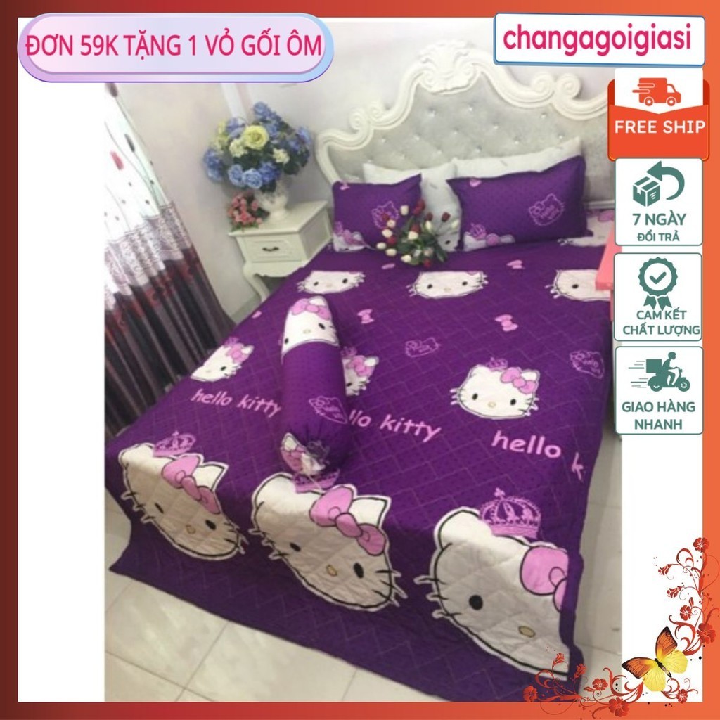 Bộ ga gối poly 1M2/1M4/1M6/1M8 Hello kitty