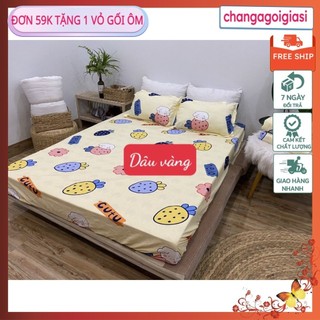 Bộ ga gối poly 1MX2M,1M2X2M,1M6X2M,1M8X2M hươu cao cổ nền xanh