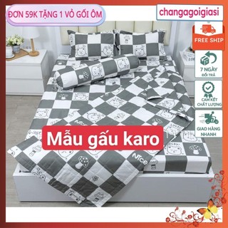 Bộ ga gối 1m2x2m,1m5x2m,1m6x2m cotton poly cô gái đeo túi mvdv28