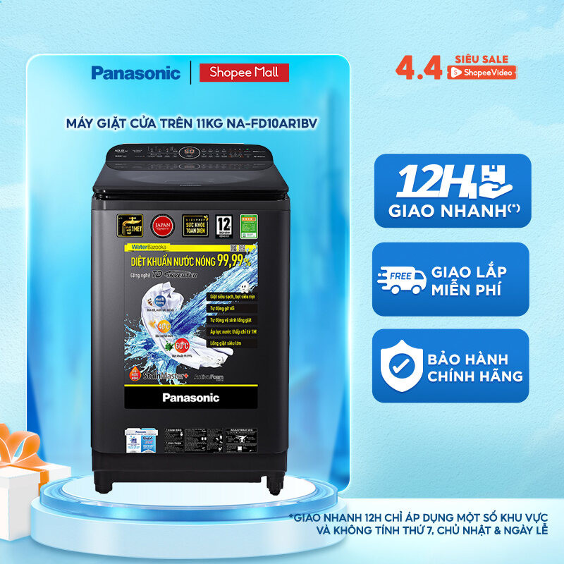 [TRẢ GÓP 0%]Máy Giặt Cửa Trên Panasonic 10.5KG NA-FD10AR1BV - Hàng Chính Hãng