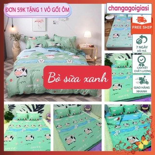 Bộ ga gối poly 1m2x2m,1m4x2m,1m6x2m,1m8x2m kẻ xanh đen