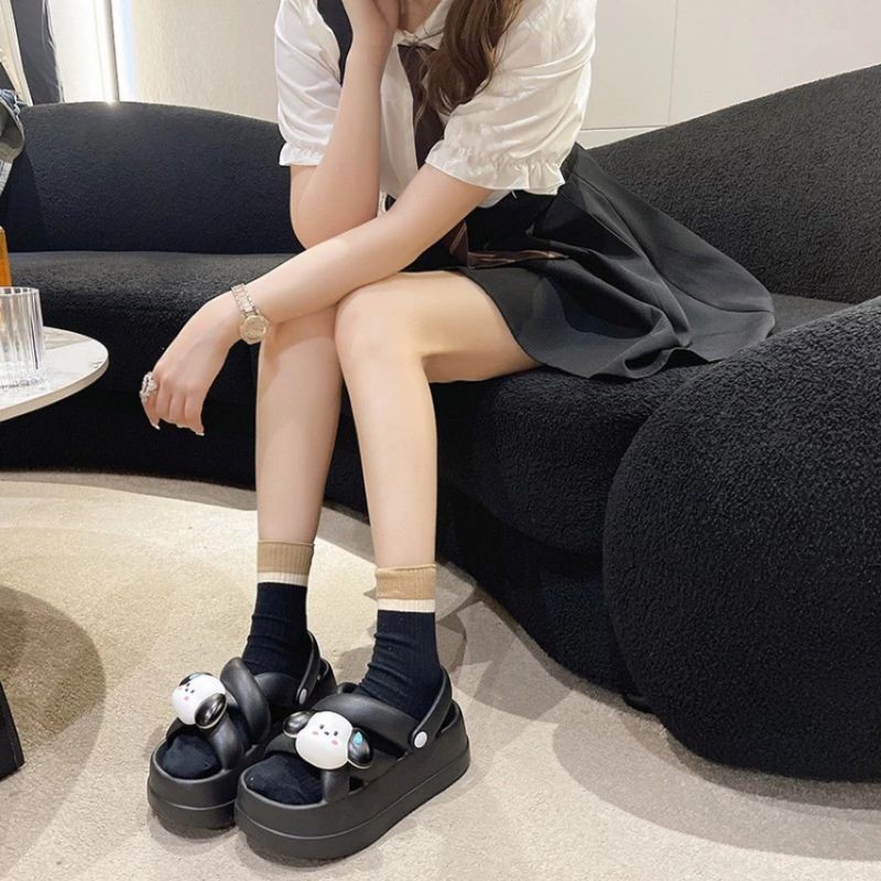 Dép bánh mì nữ 2 quai ngang sandal nữ quai hậu học sinh độn đế 5cm chất liệu eva kiểu ulzzang basic