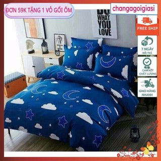 [Free ship-Giá rẻ nhất]Bộ Chăn Ga Gối Cotton POLY Bầu Trời Sao Xanh