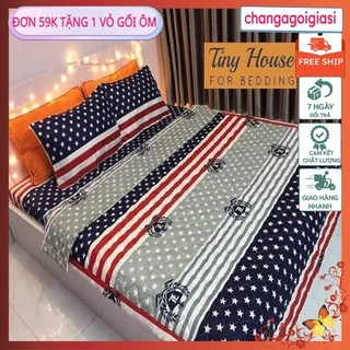 [Free ship-Giá rẻ nhất]Bộ Chăn Ga Gối Cotton POLY mẫu cờ mỹ