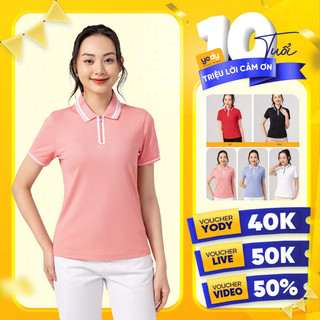 Áo thun polo nữ tay ngăn có cổ cafe YODY dệt tổ ong nẹp khoá khử mùi mồ hôi, nhanh khô APN6150