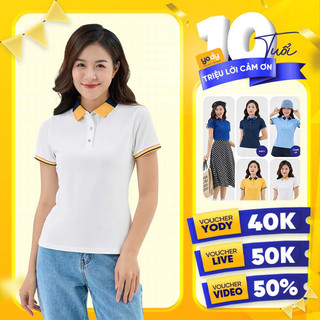 Áo thun polo nữ tay ngắn có cổ cafe YODY dệt tổ ong bo 3 màu thấm hút nhanh, khô nhanh, khử mùi APN6280