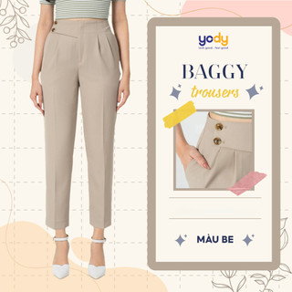 Quần âu nữ YODY dáng Baggy cạp cao công sở sang trọng thoải mái QAN5128