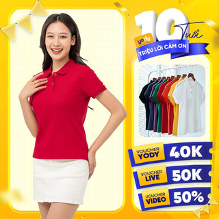 Áo thun polo nữ YODY vải cafe dệt hình tổ ông siêu thấm hút mát mẻ APN6254