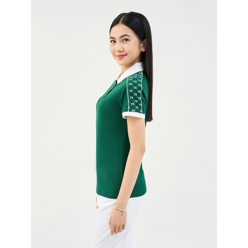 Áo thun polo nữ YODY phối vai hoạ tiết Monogram trẻ trung siêu mát mẻ APN6012