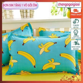 [Free ship-Giá rẻ nhất]VỎ GỐI NẰM KT 45*65CM MẪU CHUỐI NỀN XANH ( LẺ 1 CÁI )