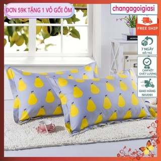 [Free ship-Giá rẻ nhất]Thanh lý Combo 2 vỏ gối nằm cotton poly- quả lê vàng