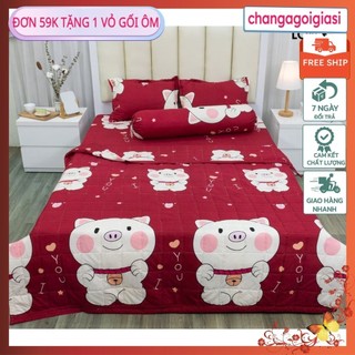 Ga giường,Drap ga trải giường, được chọn mẫu họa tiết heo hồng dâu tây