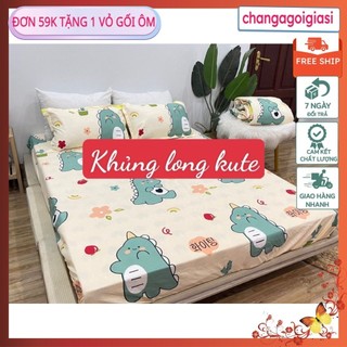 Bộ Ga Gối Poly 1M2/1M6/1M8 Bộ 3 Món-Được chọn mẫu[khủng long kute]