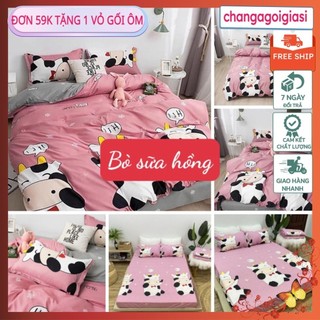 Bộ ga gối poly cotton 1M2/1M6/1M8, gồm 1ga 2 vỏ gối,free ship,đủ kích thước