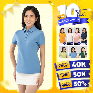 Áo thun polo nữ mắt chim gia đình YODY chất vải cotton thoáng mát thấm hút tốt cao cấp APN5434