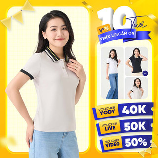 Áo thun polo tay ngăn có cổ nữ cafe YODY dệt tổ ong phối bo nổi bật thấm hút nhanh, khô nhanh APN7122