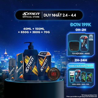 Combo Dầu gội Xmen 650g + Sữa Tắm 380g + Xịt 150ml + Lăn 50ml + wax salon solution 70g - Fire
