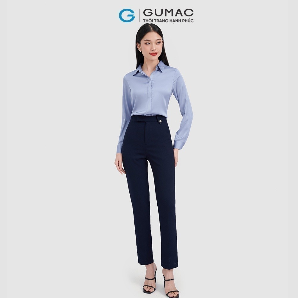 Quần tây nữ ống đứng đính nút trang trí nhiều màu GUMAC QC09047