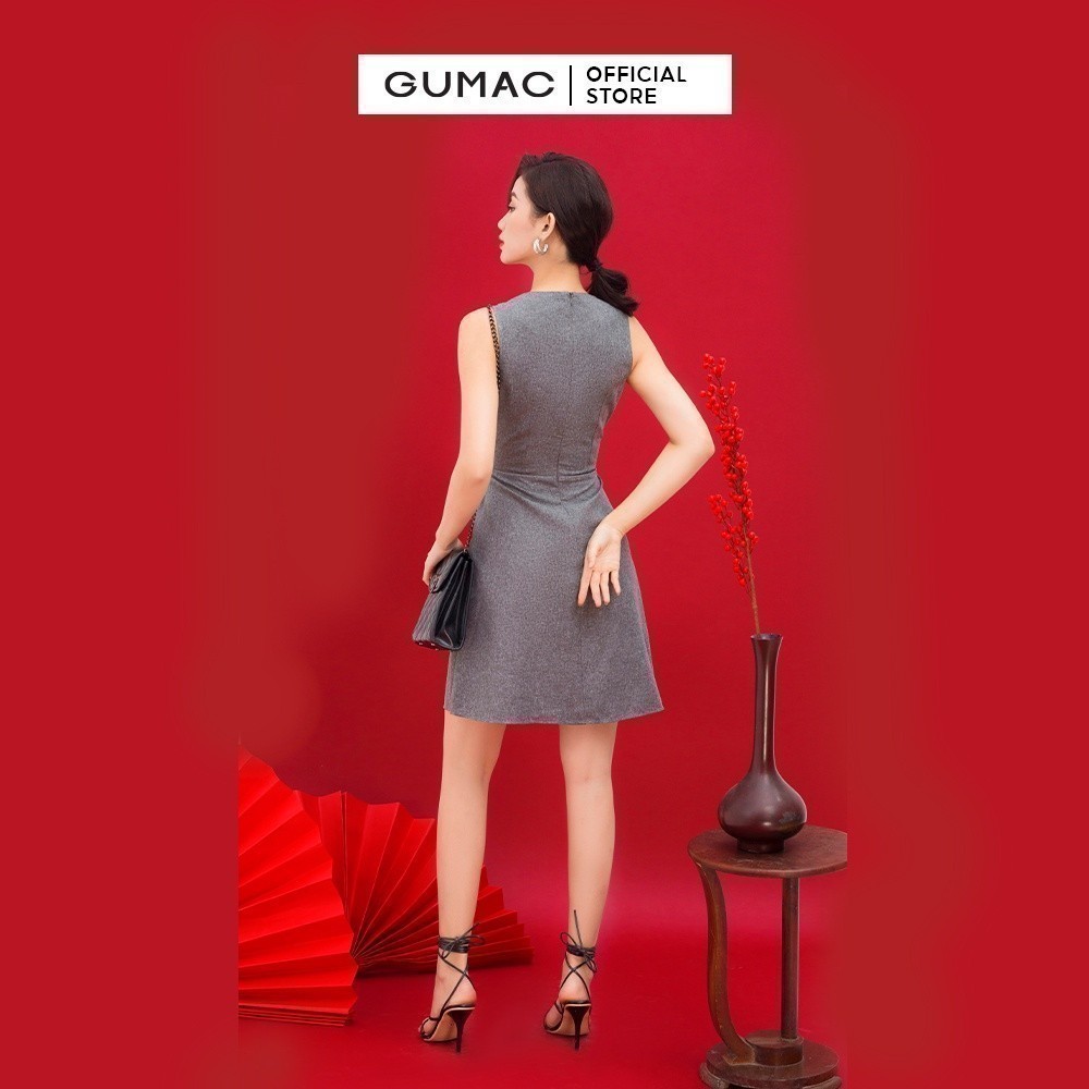 Đầm nữ Form A sát nách thời trang nữ GUMAC sát nách xếp ly DC01012 - mẫu mới