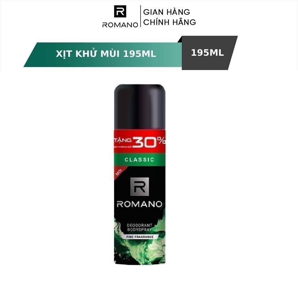 Xịt khử mùi toàn thân ngăn mồ hôi và mùi cơ thể Romano Attitude/Gentleman/Force/Classic 195ml/chai - 4 Mùi hương có sẵn