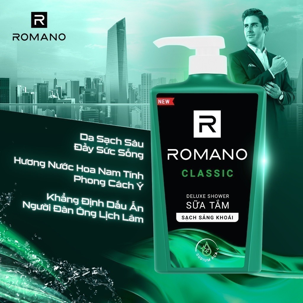 Combo Sữa tắm Romano hương nước hoa Classic & Sữa tắm nước hoa Enchanteur 650gr/chai