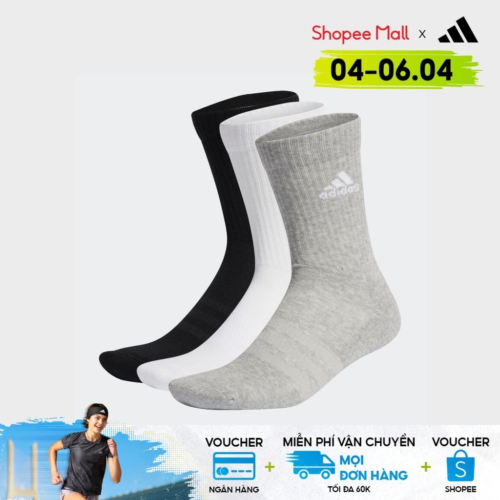 adidas Phong cách sống Bộ 3 Đôi Tất Cao Cổ Có Đệm Unisex Xám IC1311