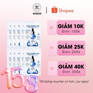  COMBO 10 Mặt nạ Collagen TRẮNG DA- CẤP ẨM- XÓA NHĂN WSKIN Collagen HA Ampoule Mask Hộp 10 mặt nạ  
