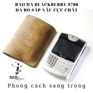 Bao da bò thật siêu bền handmade blackberry 8700 da bò sáp nâu ram leather