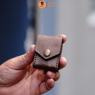 Bao da bò thật Siêu bền Handmade Zippo Da bò thật màu nâu đậm RAM Leather