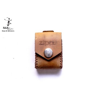 Bao đựng Zippo Da Bò Nâu Đất RAM Leaher bảo vệ chống trầy zippo