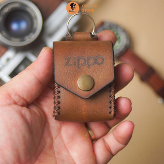 Bao đựng Zippo Siêu bền Da bò thật màu nâu sáng RAM Leather