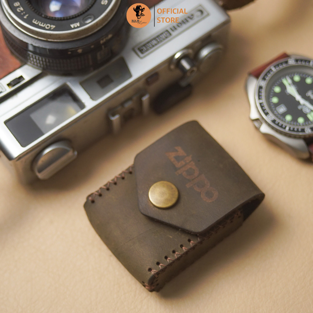 Bao da Zippo RAM Leather Da Bò Sáp Ngựa chống trầy xước cho Zippo