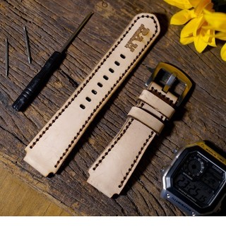 Dây đồng hồ da bò ram leather italia vegtan cho casio ae 1200 whd và đồng hồ dây 18mm siêu bền