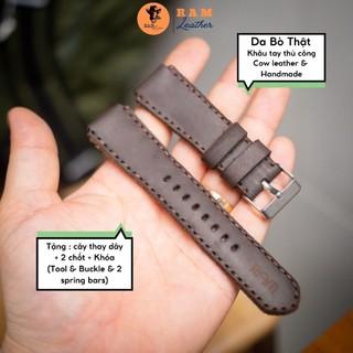 Dây Đồng Hồ Da Thật RAM Leather 1950 Da Sáp Ngựa Điên Cho Casio AE 1200 WHD và đồng hồ dây 18mm Siêu bền