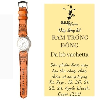 Dây Đồng Hồ Da Thật RAM Leather TĐ Vachetta Cho Casio AE 1200 WHD và đồng hồ dây 18mm Da Bò RAM Leather Siêu bền