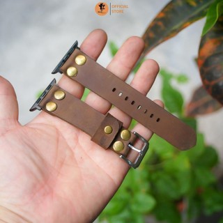 Dây đồng hồ iWatch, iPhone Watch Da Bò Sáp Ngựa Điên RAM Leather Pilot Rivet Siêu bền