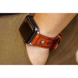 Dây đồng hồ handmade aw , iwatch , iphone watch da bò italia vegtan màu nâu sáng ram leather d33 siêu bền
