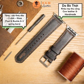 Dây Đồng Hồ Handmade AW , Iwatch , Iphone Watch Da Dê Đen Vân Alran RAM Leather 1955 Siêu bền