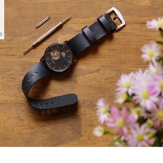 Dây Đồng Hồ Da Bò Handmade RAM Leather Đen Nhám Nato Quân Đội 18mm, 20mm, 22mm, Casio 1200, AW iwatch
