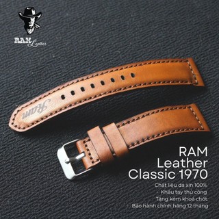 Dây Đồng Hồ Da Bò Handmade RAM Leather Italia Veg Màu Nâu Sáng Veg Siêu bền 18mm, 20mm, 22mm, Casio 1200, AW iwatch