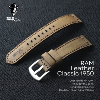 Dây Đồng Hồ Da Bò Thật Handmade RAM Leather Size 22mm Siêu bền