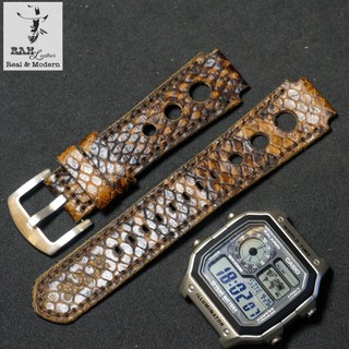 Dây Đồng Hồ Handmade Da Dê Vân Trăn Rằn Ri RAM Leather Siêu bền 18mm, 20mm, 22mm, Casio 1200, AW iwatch